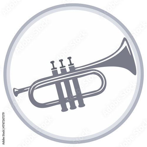 Stylized Illustration of a Trumpet Inside a Circle