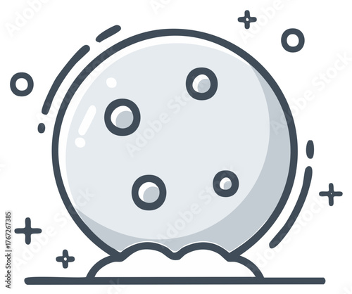 Crystal ball divination fortune telling symbol icon with clouds and stars for spiritual concepts