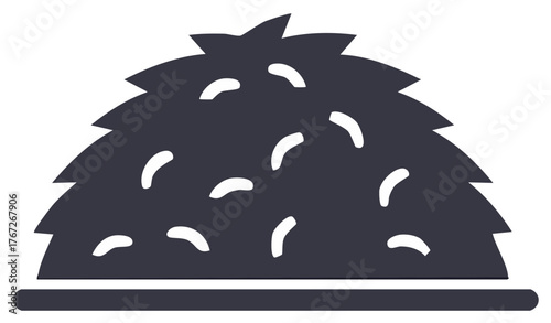 Stylized dark grey vector icon of a pile of grain or rice, representing agriculture