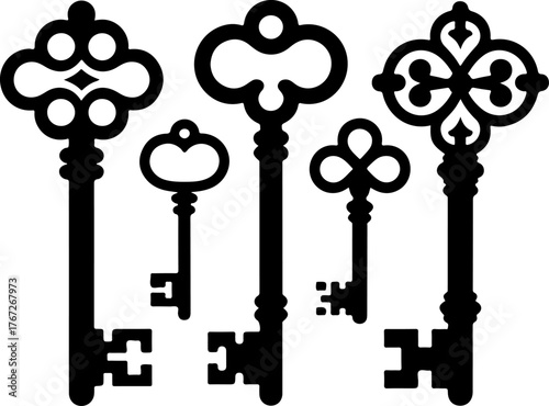 old vintage antique key silhouette vector illustration
