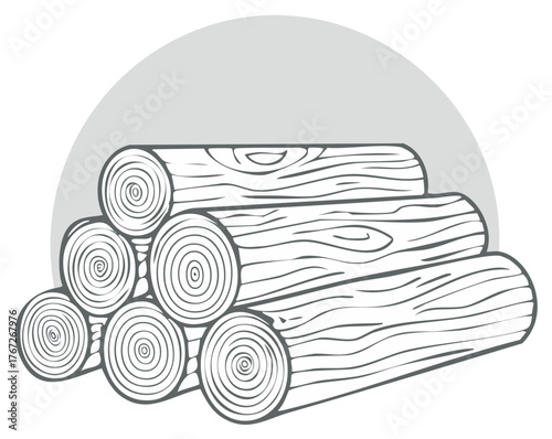 Simple line art illustration of a stacked pile of firewood logs for camping or winter warmth