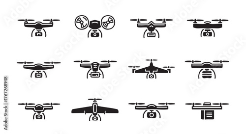 Collection of drone vector icon designs for transportation and aerial photography