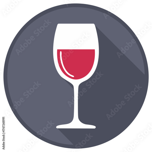 Icon of a Wine Glass with Red Wine Inside a Dark Grey Circle