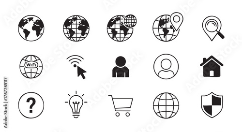 Collection of modern flat line interface vector icons set