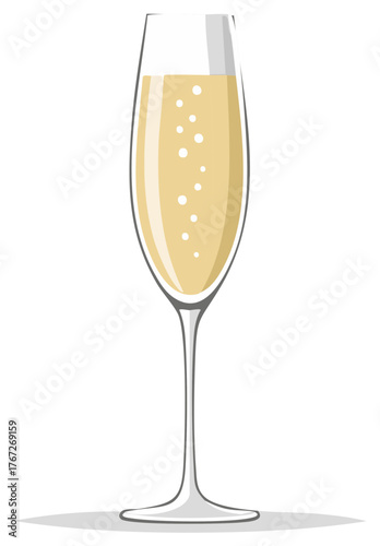Sparkling Wine in Flute Glass with Bubbles Refreshment Celebrations