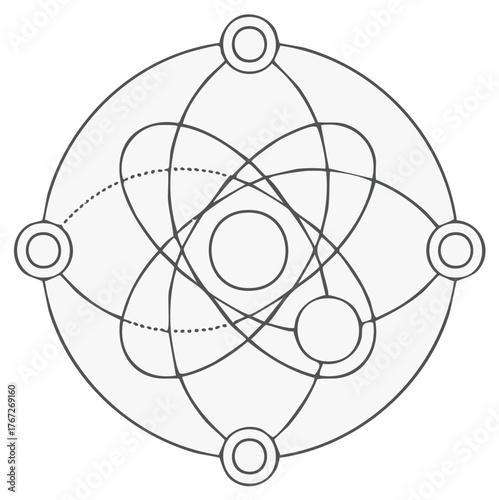 Mystic Sigil Design with Geometric Shapes and Interconnected Circles