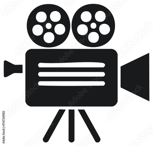Movie Camera Icon Retro Film Making Production Equipment Symbol