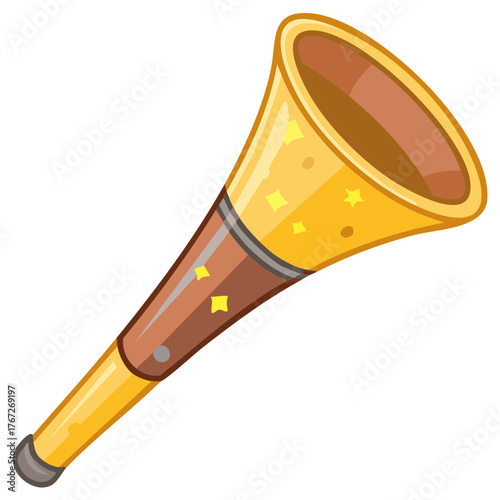 Golden Party Horn with Stars Decoration for Celebrations