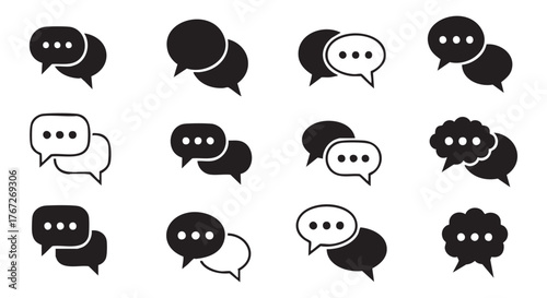 Communication bubbles conveying messages and information in digital world vector set