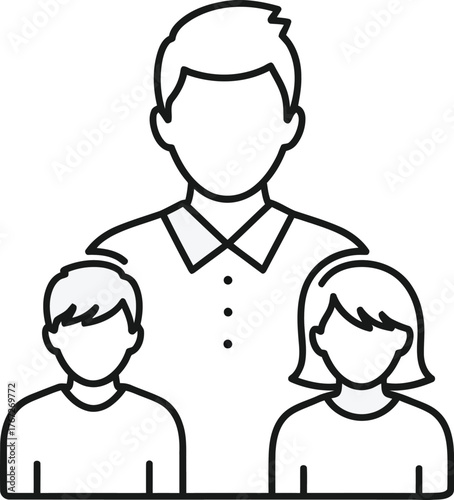 Vector illustration of family with father, son and daughter for concept