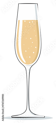 Elegant Tall Glass Filled with Sparkling Champagne or Similar Festive Drink