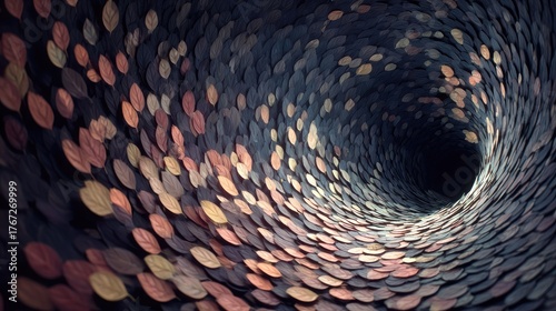 Fototapeta Naklejka Na Ścianę i Meble -  A tunnel of many colored leaves.