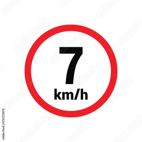 Free Download Speed limit sign 7 km h icon vector design illustration - GFXLoad