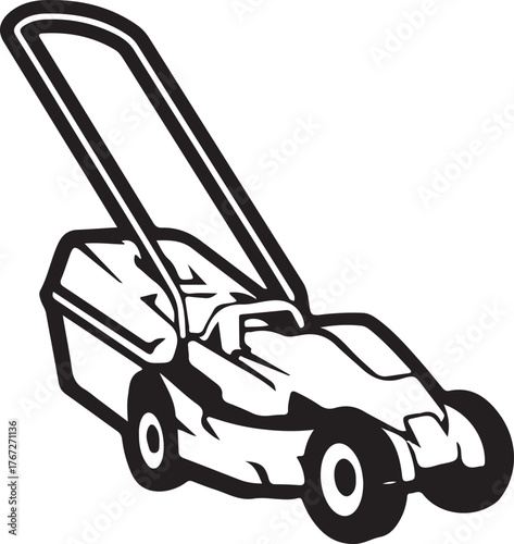 Illustration of a lawn mower, vector graphic