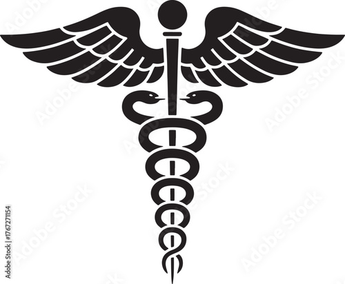 Caduceus Symbol of Medicine Health Snake Wing Staff Medical Vector Illustration Isolated Transparent