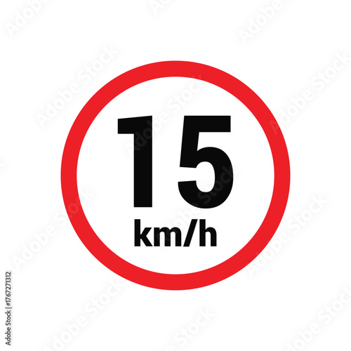 Speed limit sign 15 km h icon vector design illustration