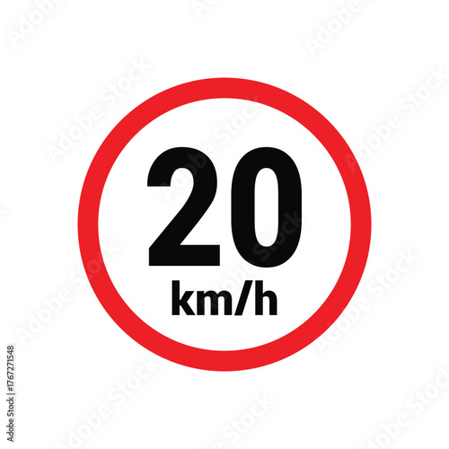 Speed limit sign 20 km h icon vector design illustration