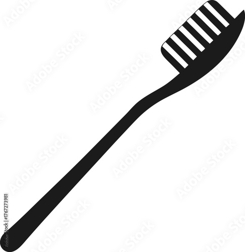 Black toothbrush vector illustration simple flat design for dental hygiene products isolated on white background
