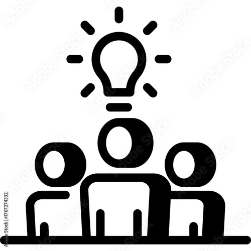 Team brainstorming and idea creation, vector icon