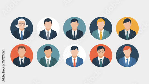 Diverse professional team avatars for corporate website design and employee profiles with modern style