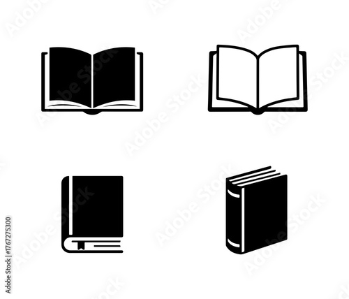 Open and Closed Book Icons Set PNG – Reading, Education and Literature Symbol Collection