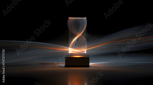 Klein bottle battery emitting self-recharging light beams, showcasing paradoxical energy loops.