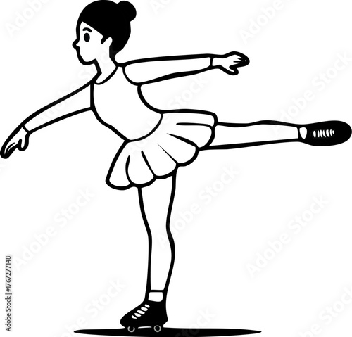 Elegant Inline Skater Demonstrating Grace and Balance in a Dynamic Pose, Active Lifestyle, Activity Icon