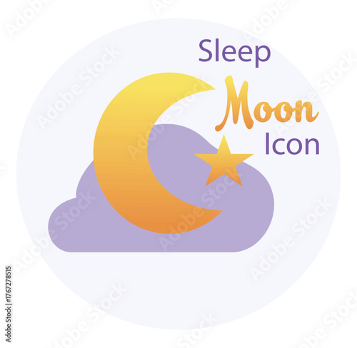 Sleep Moon with clouds icon in new style. Vector illustration.