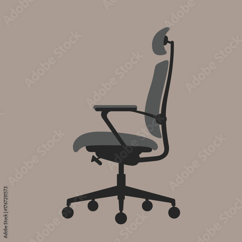Ergonomic office chair with adjustable headrest and armrests for comfortable work.
