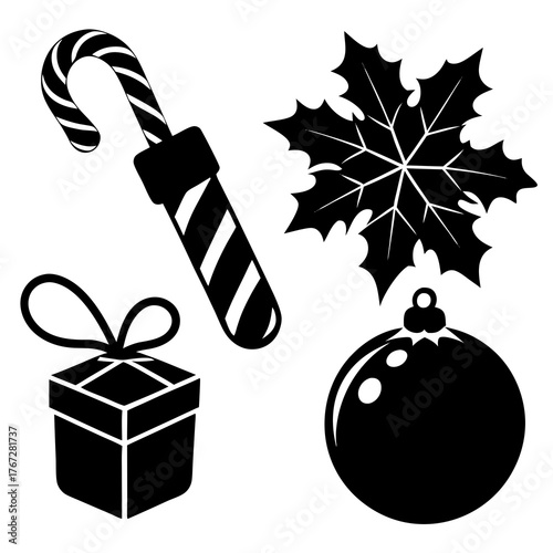 Vector set of Christmas silhouettes for designers — great for cards, mugs, and prints.