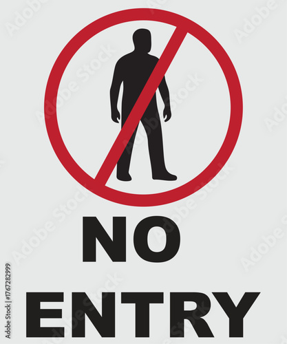 No Entry Sign with Human Silhouette. Restriction, prohibition, and unauthorized access warning graphic. printable vector