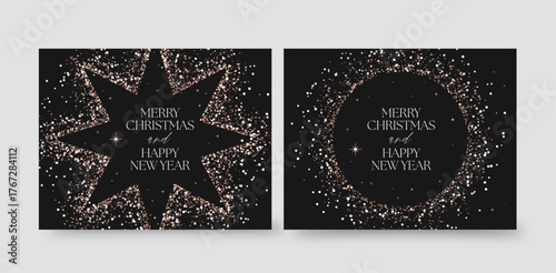 Luxe Black Gold Christmas Flyer Template, Landscape Postcard Layout for Festive Holiday Season Events & NYE New Years Eve Galas