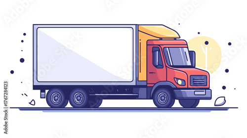 Delivery Truck Transporting Goods in Urban Setting - Clean Vector Illustration