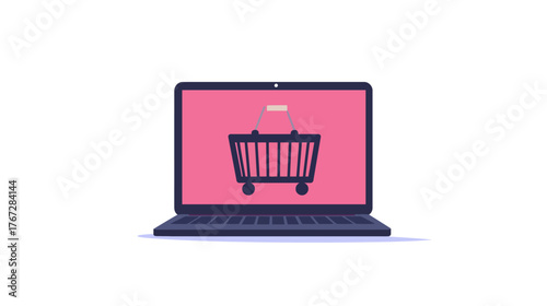 E-commerce Design Concept on Laptop Screen in Digital Environment