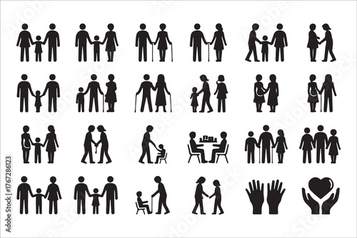  Diverse family silhouettes representing generations and relationships