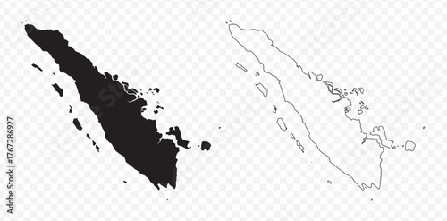 Scribble sketch style vector illustration of the Sumatra island map outline