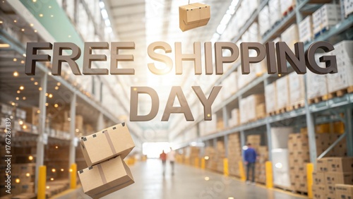 Shipping Day Announcement with Parcels in a Warehouse Scene