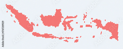 Indonesia shape rings. Country map formed by stacked circles. Indonesia boundary shape design. Elegant vector illustration.