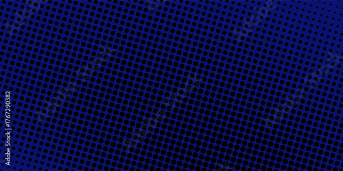 blue gradation halftone dots. dots on dark blue background. blurred circles on abstract background. abstract background for poster, banner, template.