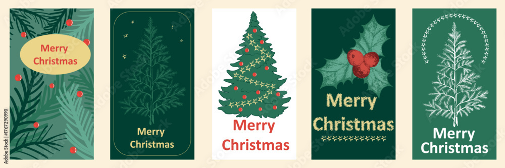 Naklejka premium christmas card with christmas tree