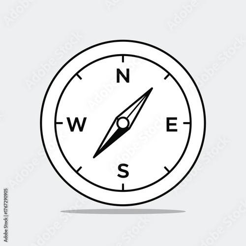 Free Download Simple black and white illustration of a compass, showing cardinal directions. - GFXLoad