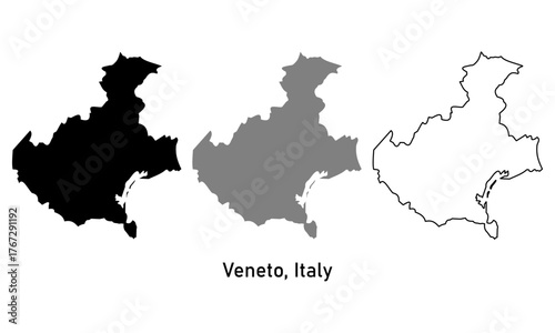 Veneto Region of Italy map vector illustration. map in outline style, black color, gray color.