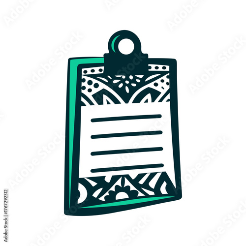 Decorative Clipboard with Blank Lines A pink shopping list clip holds imaginary paper