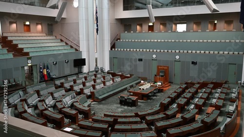 House of the representatives in Australian Parliament House in Canberra, the Australian Capital Territory and home to politicians and legislative.