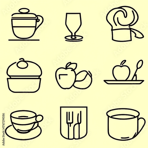 coffee cup icons set
