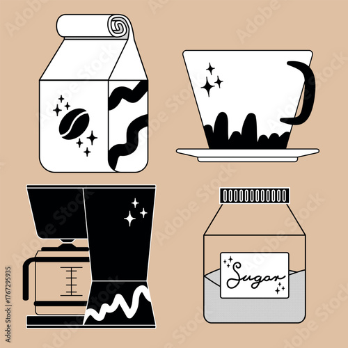 Home coffee brew icons