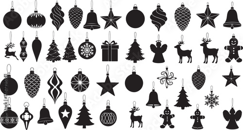 Festive christmas day silhouette design with traditional holiday colors