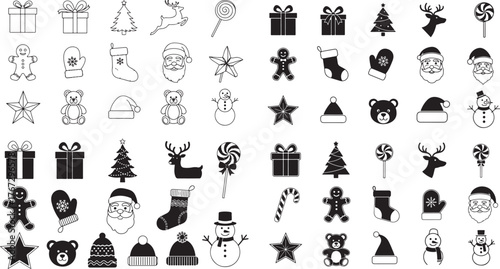 Festive christmas day silhouette design with traditional holiday colors