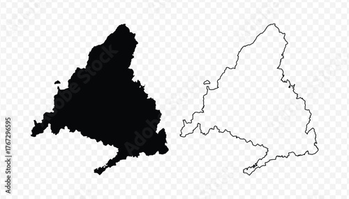 Scribble sketch style vector illustration of the Madrid autonomous community map in Spain