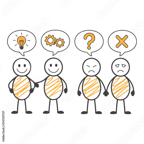 Stick people with speech bubbles 